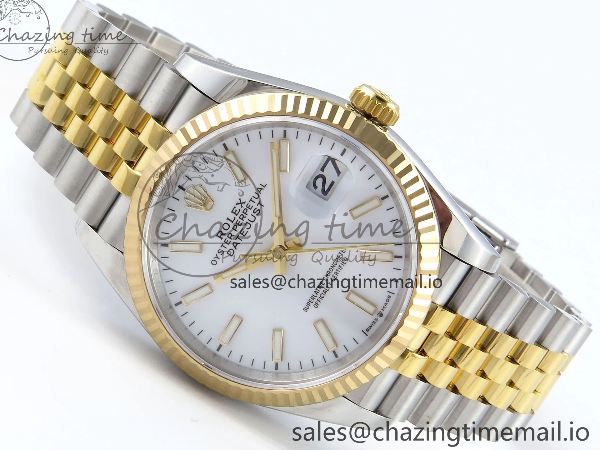 MiroTime 0126 DateJust 36 126233 EWEF Best Edition White Dial Stick Marker on SS YG Jubilee Bracelet A Affordable 618